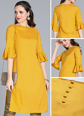 plain boat neck kurti