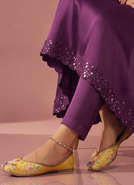 Yellow Zari Work Juti