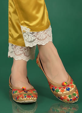 Yellow Zari Work Juti