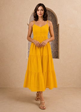 Yellow tropical palm tree printed cotton co ord se
