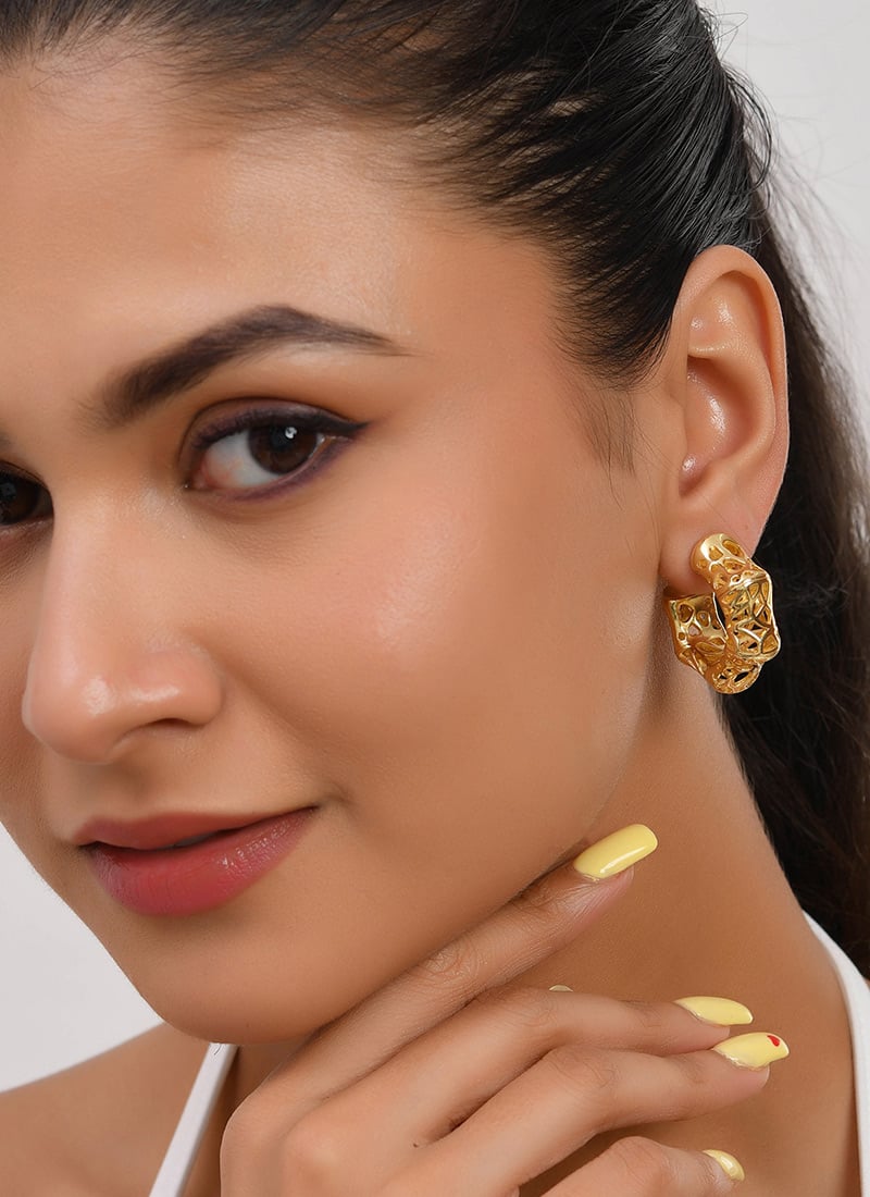 Abstract Filigree Hoop Earrings Festive Wear