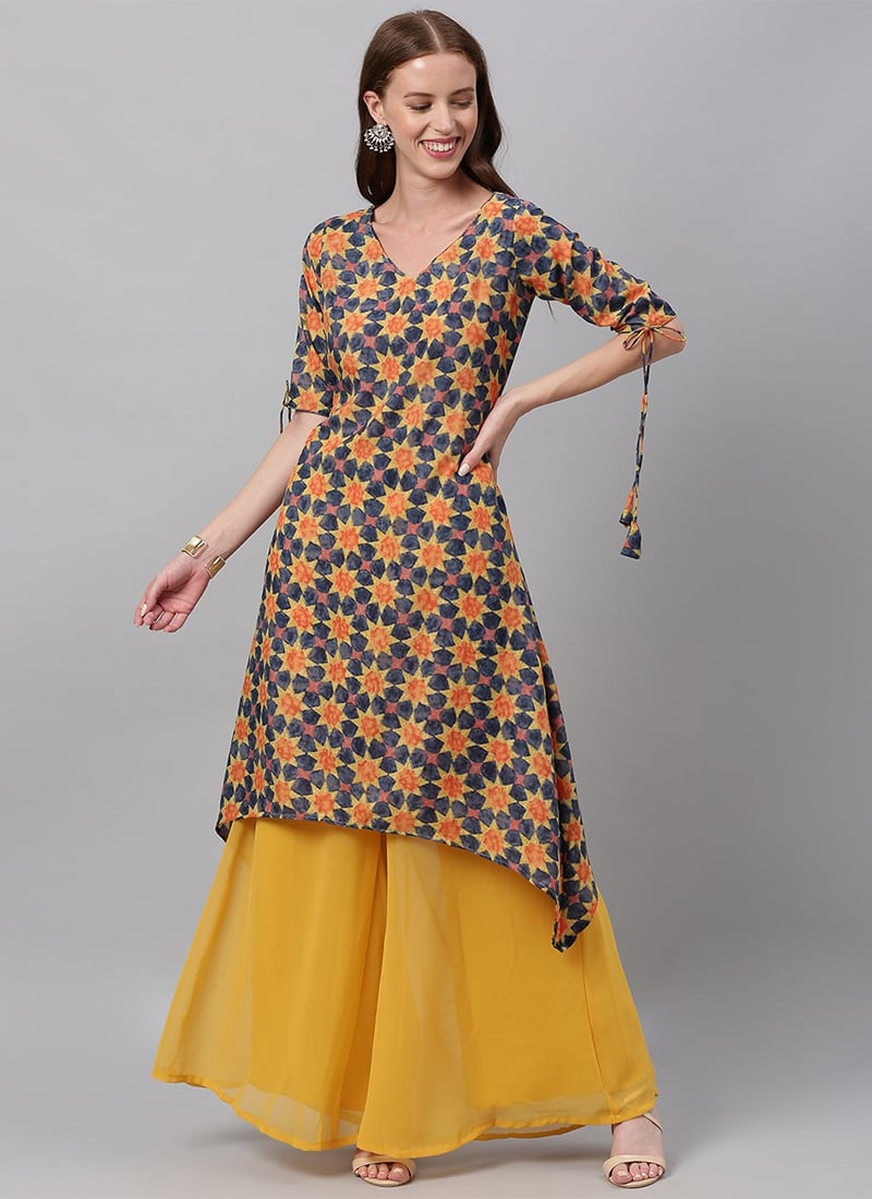 Aline Multicolored Calf length Kurti After Six Wear
