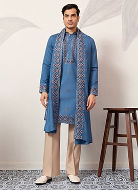 Alluring Dusty Purple Viscose Silk Embroidered Sequins Thread Kurta