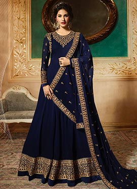 blue colour anarkali