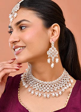 Antique Copper Kundan Moti Stone Choker