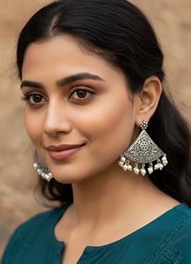 Antique Silver Oxidised Drop