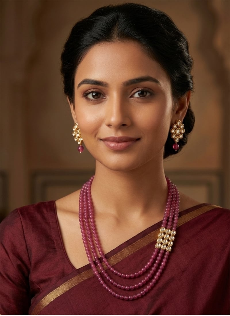 Aqua Blue Beaded Kundan Necklace Set After Six Wear