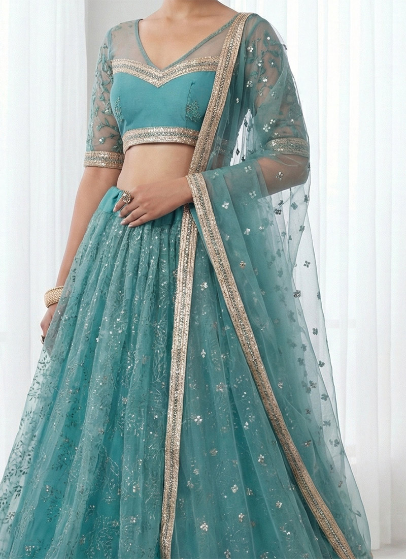 Aqua Blue Elegance Lehenga