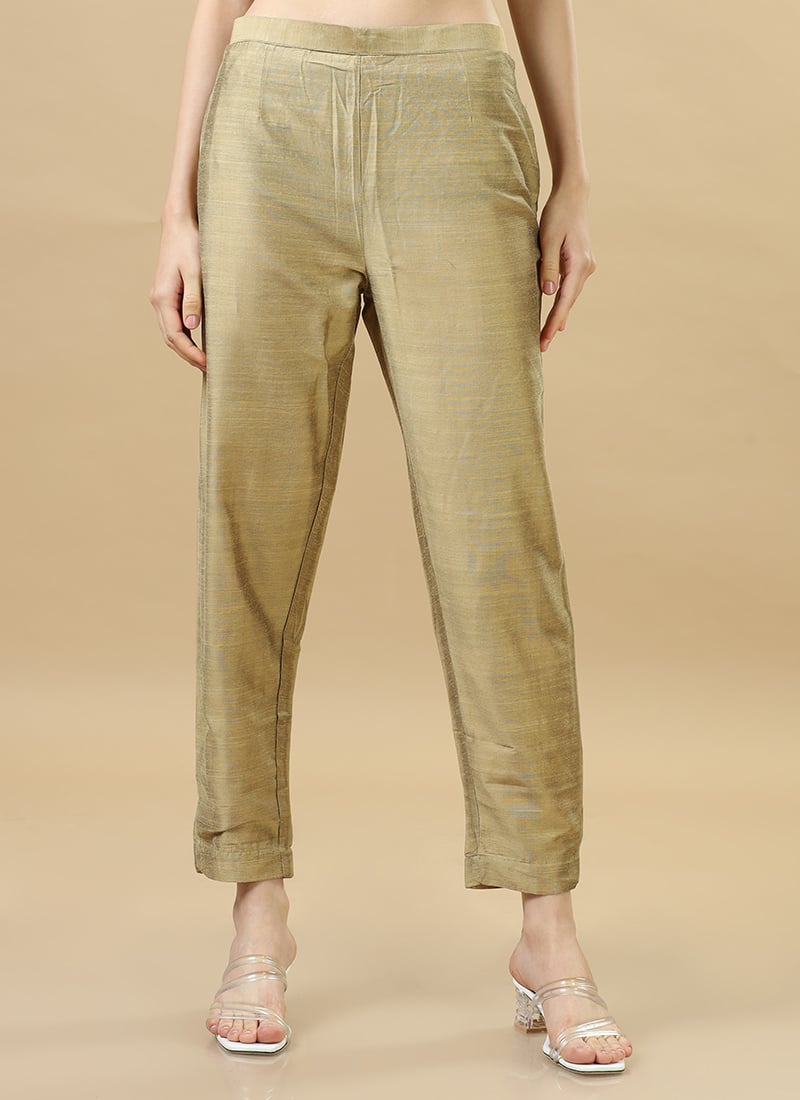 Art Silk Chanderi Straight Pant After Six Wear