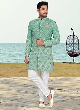 Art Silk Hand Embroidered Pakistani Style Indowestern Sherwani