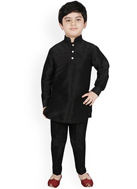 Artisanal Silk Dupion Kids Boys Kurta Pyjama