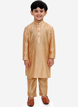Artisanal Silk Dupion Kids Boys Kurta Pyjama