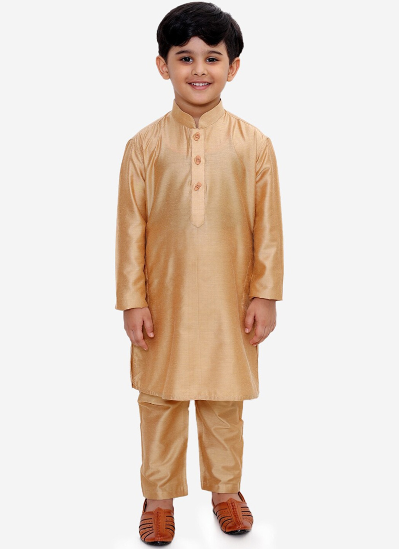 Artisanal Silk Dupion Kids Boys Kurta Pyjama Party Wear