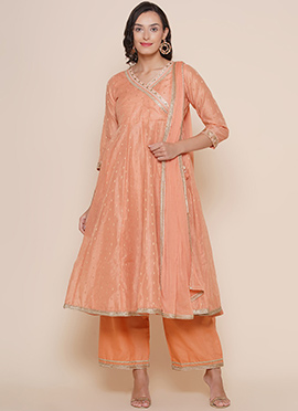 Artistic Blended Cotton Foil Printed Straight Pant Suit