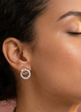 Artistic Golden 925 Sterling Silver Moissanite Stone Stud Earrings