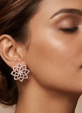 Artistic Rose Gold 925 Sterling Silver Moissanite Stone Stud Earrings