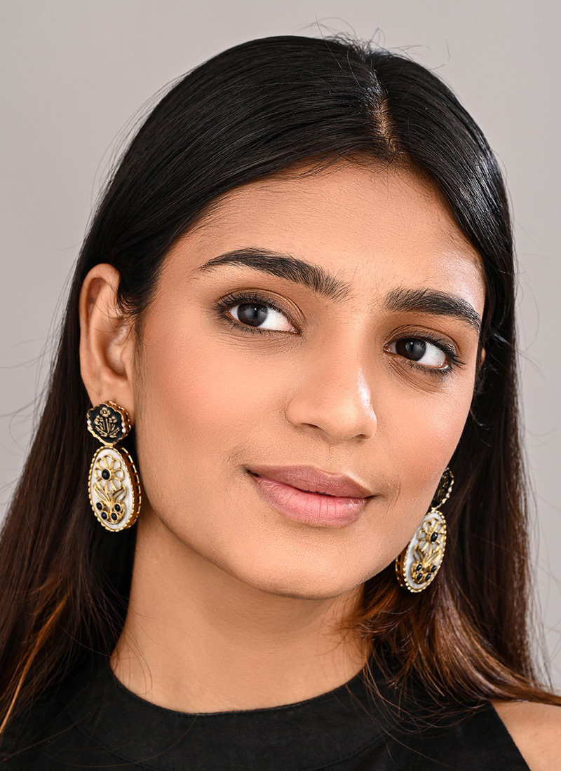 Artistic White Meenakari Stone Drops After Six Wear