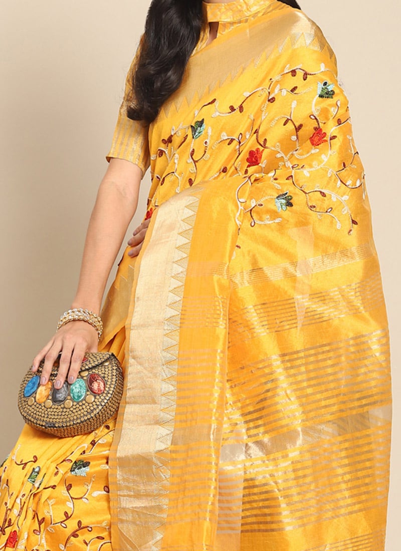 Stylish Yellow Sarees Online For Women Fancy Collections in India