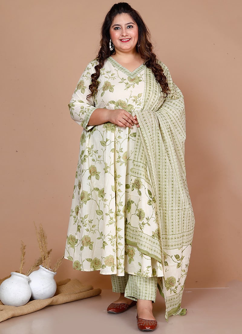Attractive Floral Print Cotton Straight Pant Suit After Six Wear