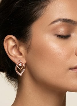 Attractive Rose Gold 925 Sterling Silver Stud Earrings With Sparkling Moissanite