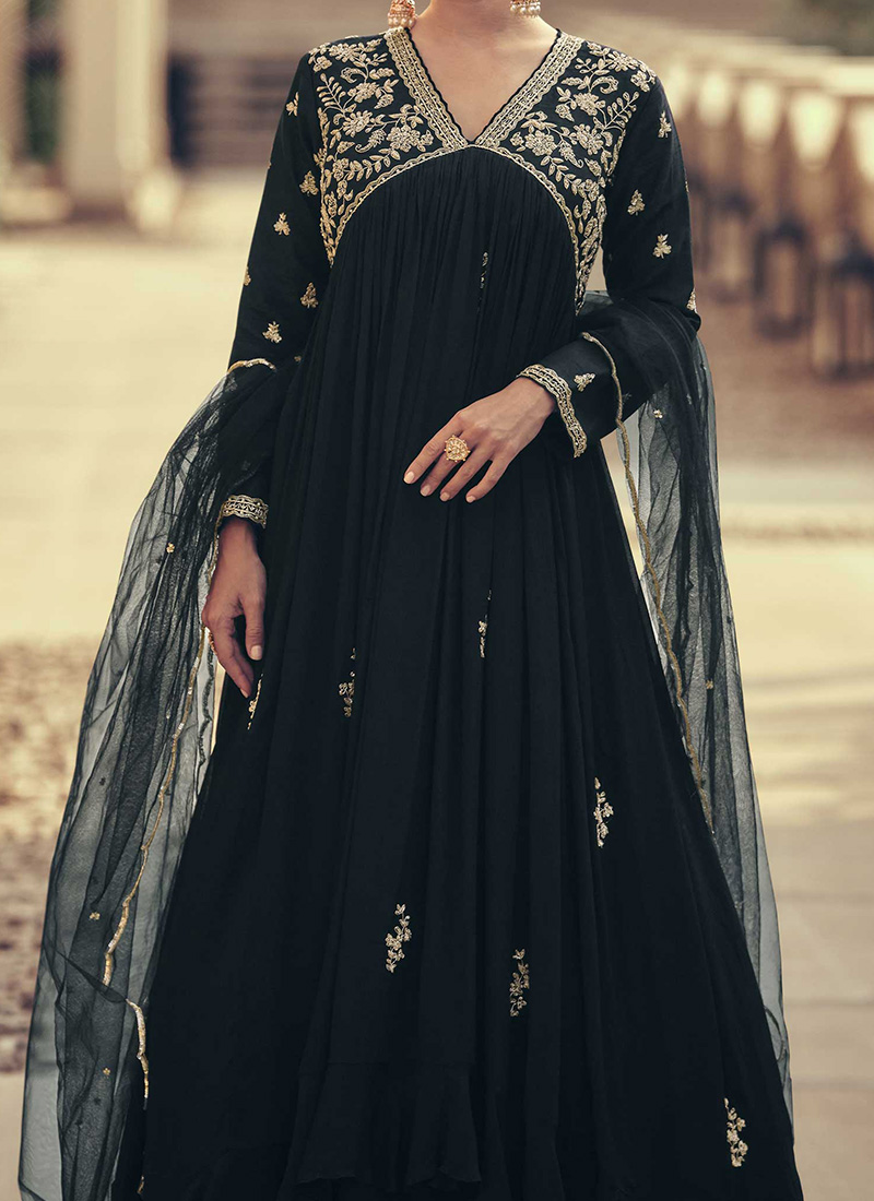 Butter cotton chinon silk anarkali For Women For Wedding And Functions