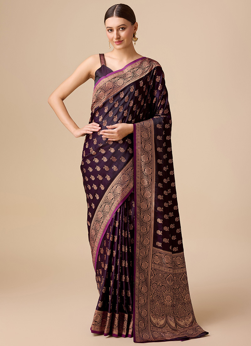 Women Wedding Wear Heavy Zari Weavving Banarasi Silk Saree with Un Stitched Blouse main image 1