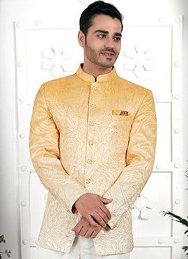 Bandhgala Silk Jacket With Sequins Thread Work Detailing