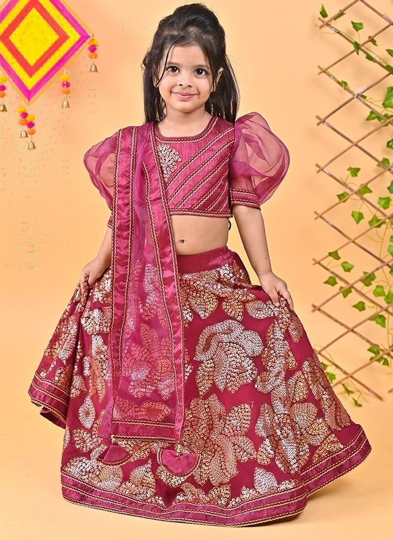 Beautiful Embroidered Sequins Silk Umbrella Lehenga Party Wear