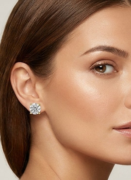 Beautiful Golden 925 Sterling Silver Stud Earrings With Moissanite Stones