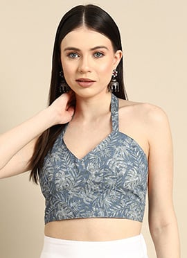 Beautiful Grey Cotton Printed Blouse