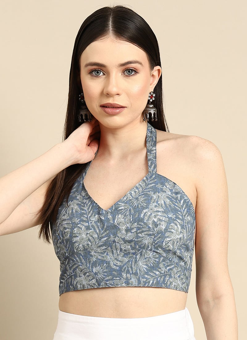 Beautiful Grey Cotton Printed Blouse After Six Wear