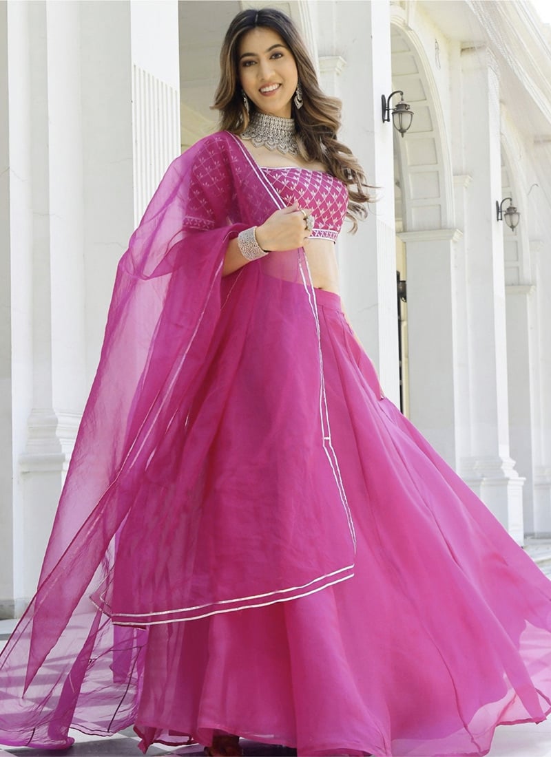 Beautiful Pink Organza Embroidered Lehenga After Six Wear