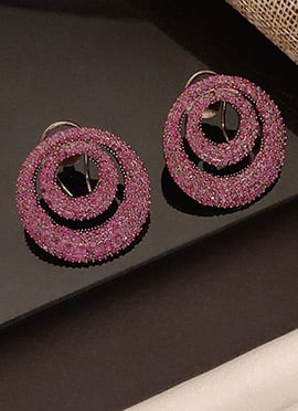 Beautiful Pink Stones Cubic Zircon American Diamond Studs