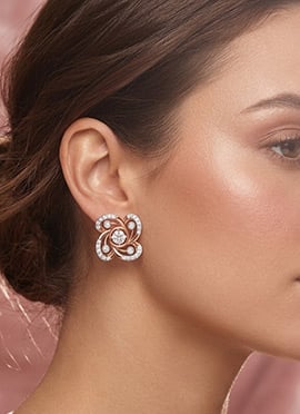 Beautiful Rose Gold Plated 925 Sterling Silver Moissanite Stone Stud Earrings