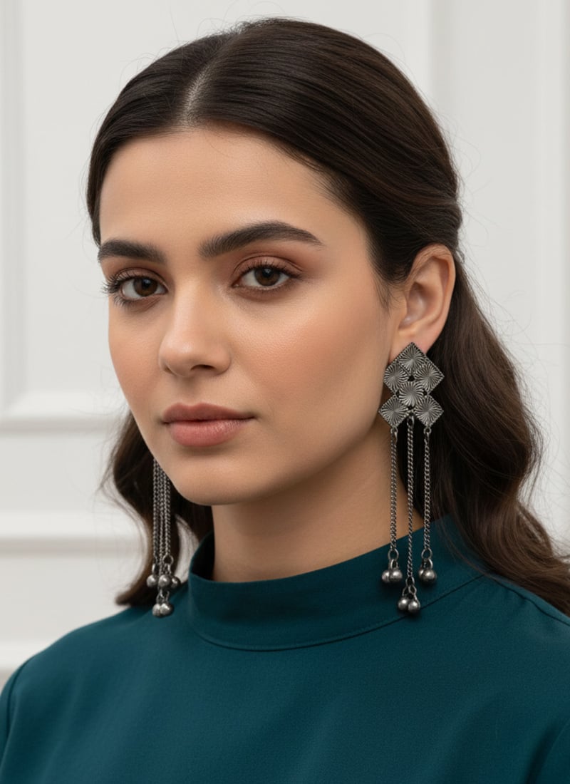 Beautifully Crafted Silver Drop Earrings After Six Wear