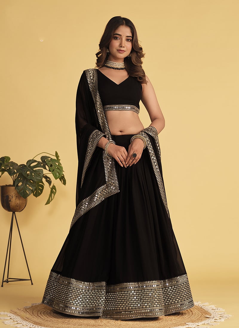 Beautifully Embroidered Sequins Umbrella Lehenga  Party Wear