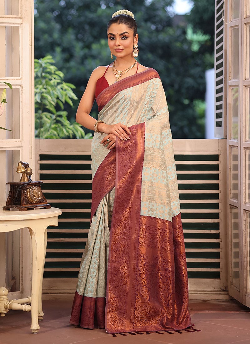 Beige Banarasi Silk Zari Saree After Six Wear