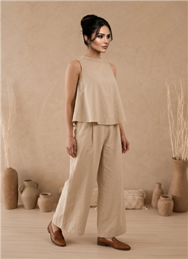 Beige Cotton Co Ord Set