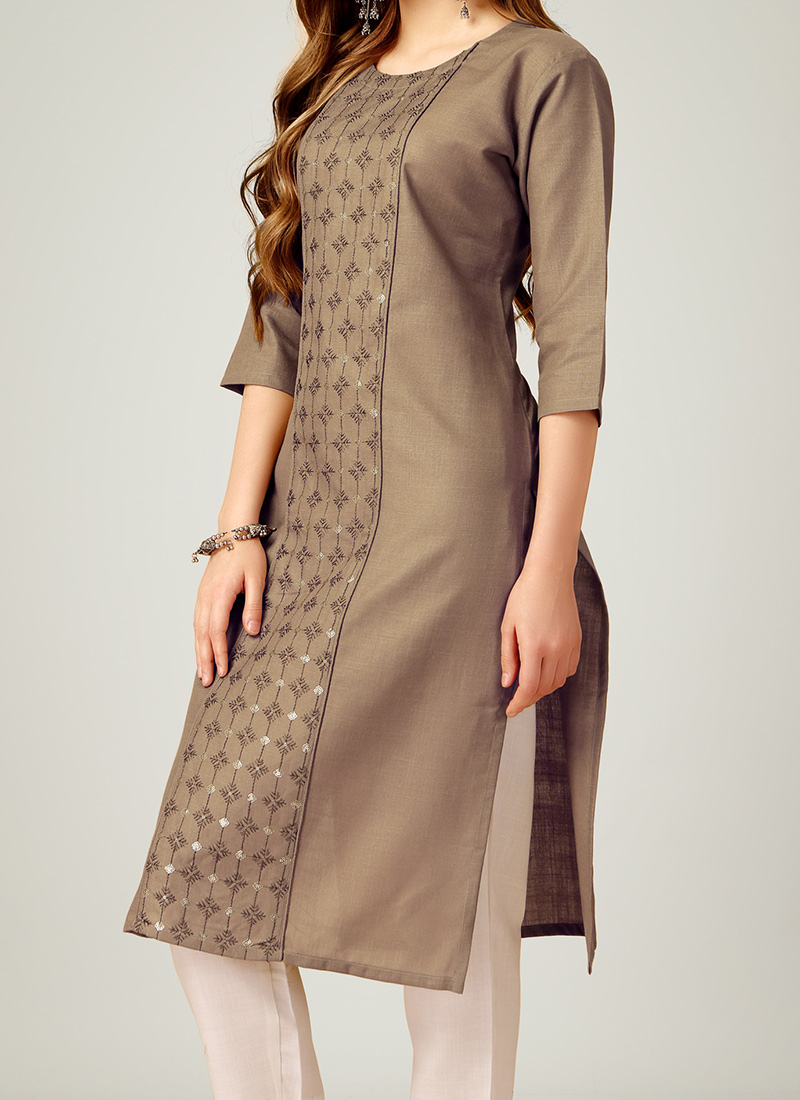 Women Black Beige Kurta Set main image 1
