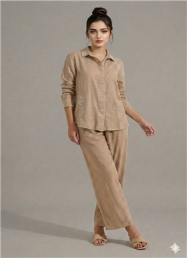 Beige Cotton Linen Stunning Co Ord Set
