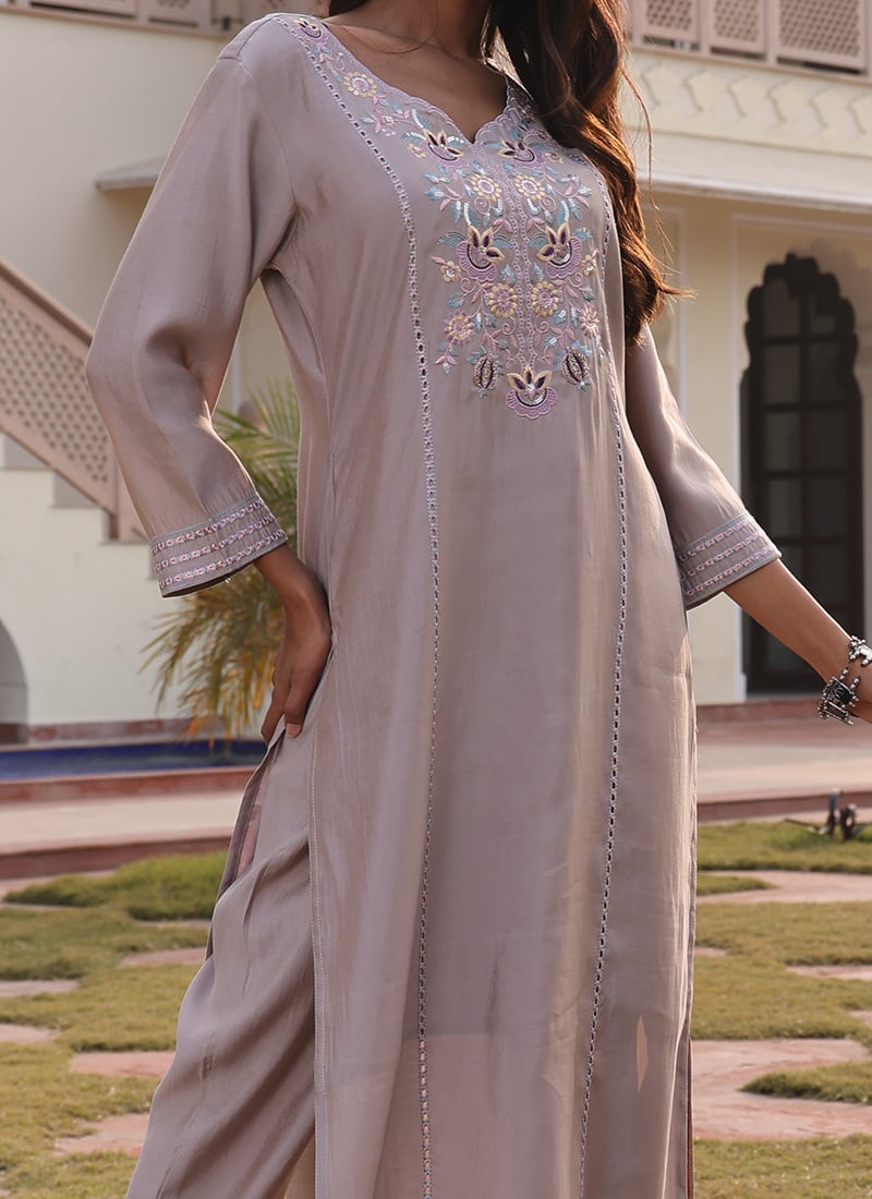 Women Boutique Collection Handwork Pure Cotton Silk Semi Stitched Suit with Bottom and Dupatta