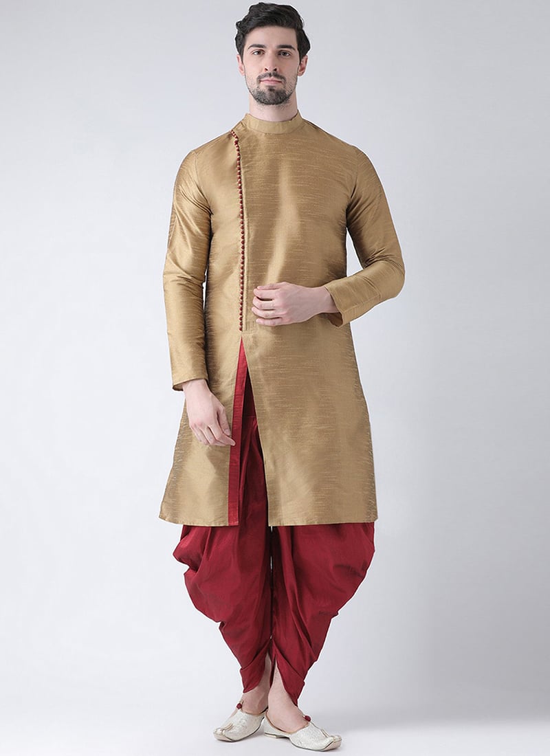 Beige Dupion Silk Kurta Pyjama Festive Wear