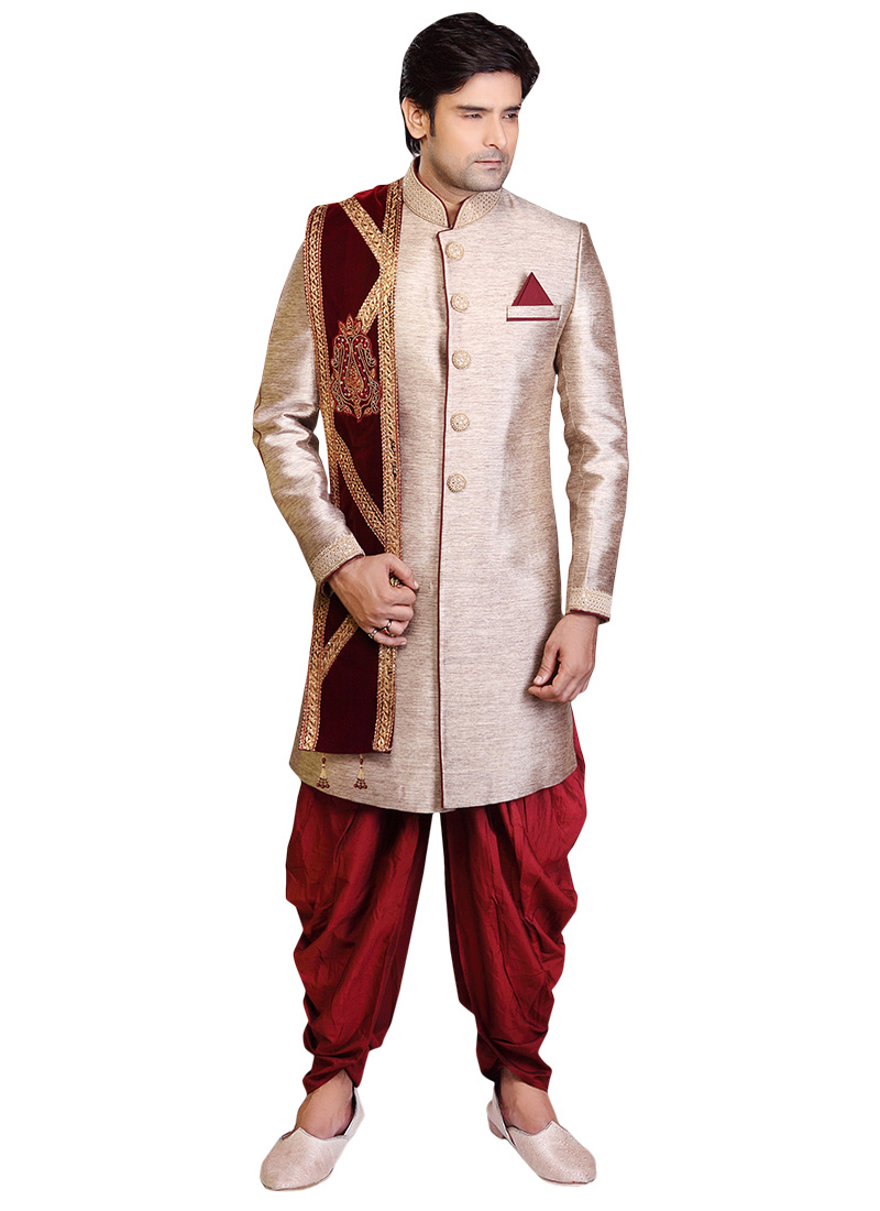 sherwani with dhoti style