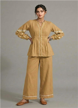 Beige Linen Cotton Timeless Co Ord Set