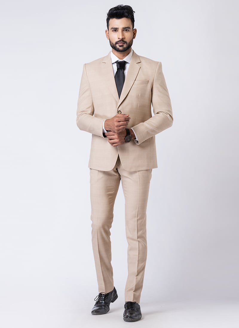 Beige Men Suit