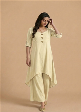 Beige Muslin Cotton Kurta Set