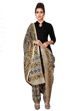 Beige N Black Cotton Patiala Pant