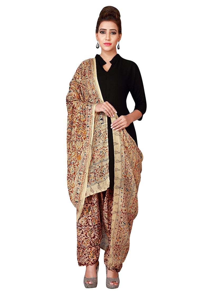 Beige N Brown Cotton Patiala Pant
