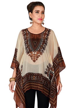 Beige N Brown Georgette Kaftan