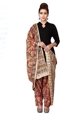 Beige N Red Cotton Patiala Pant